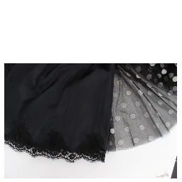 Black White Polka Dotted Ruffled Dress