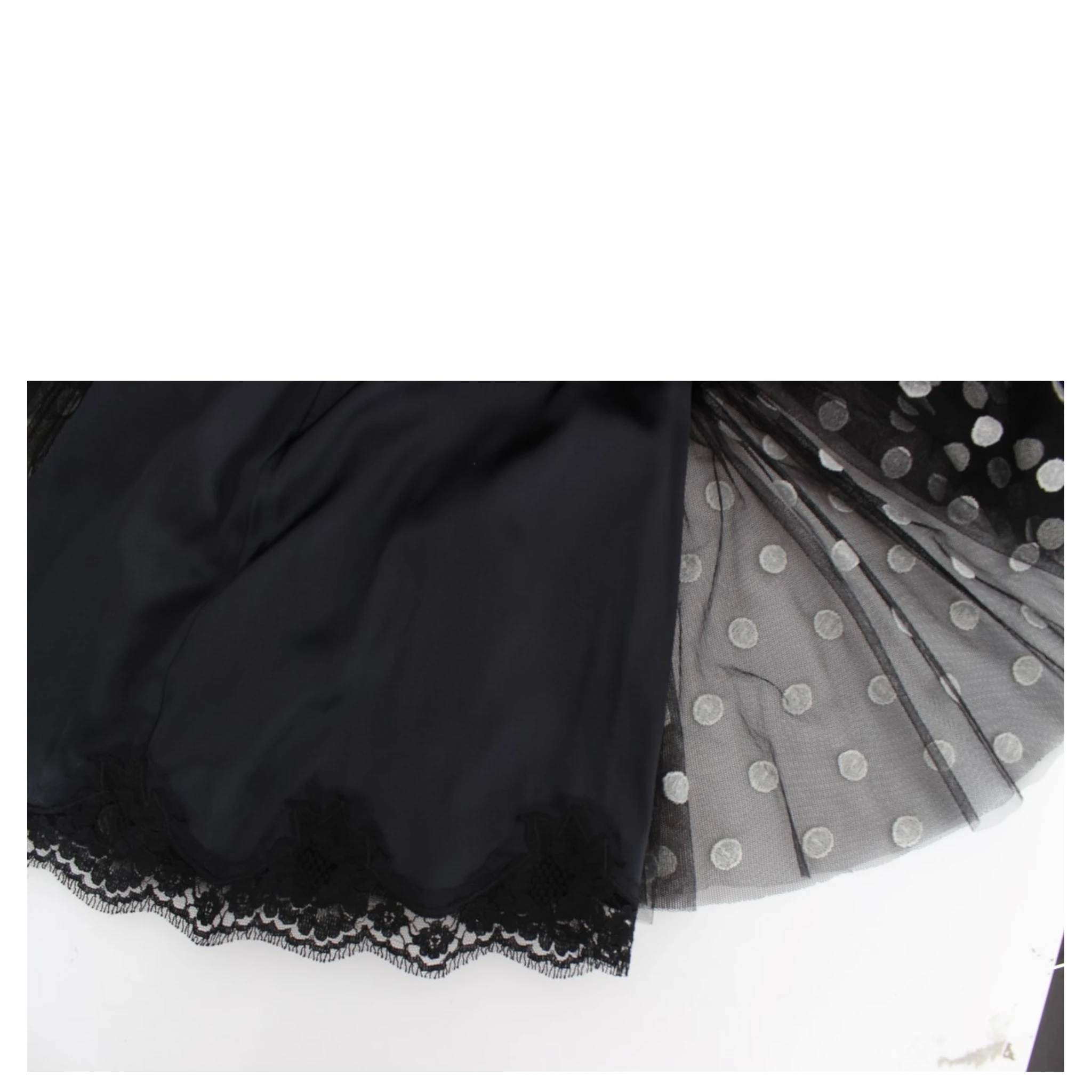 Black White Polka Dotted Ruffled Dress