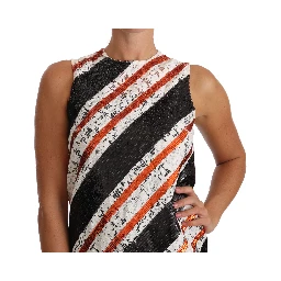 White and orangeSequin Floral Lace Embellished Shift dress