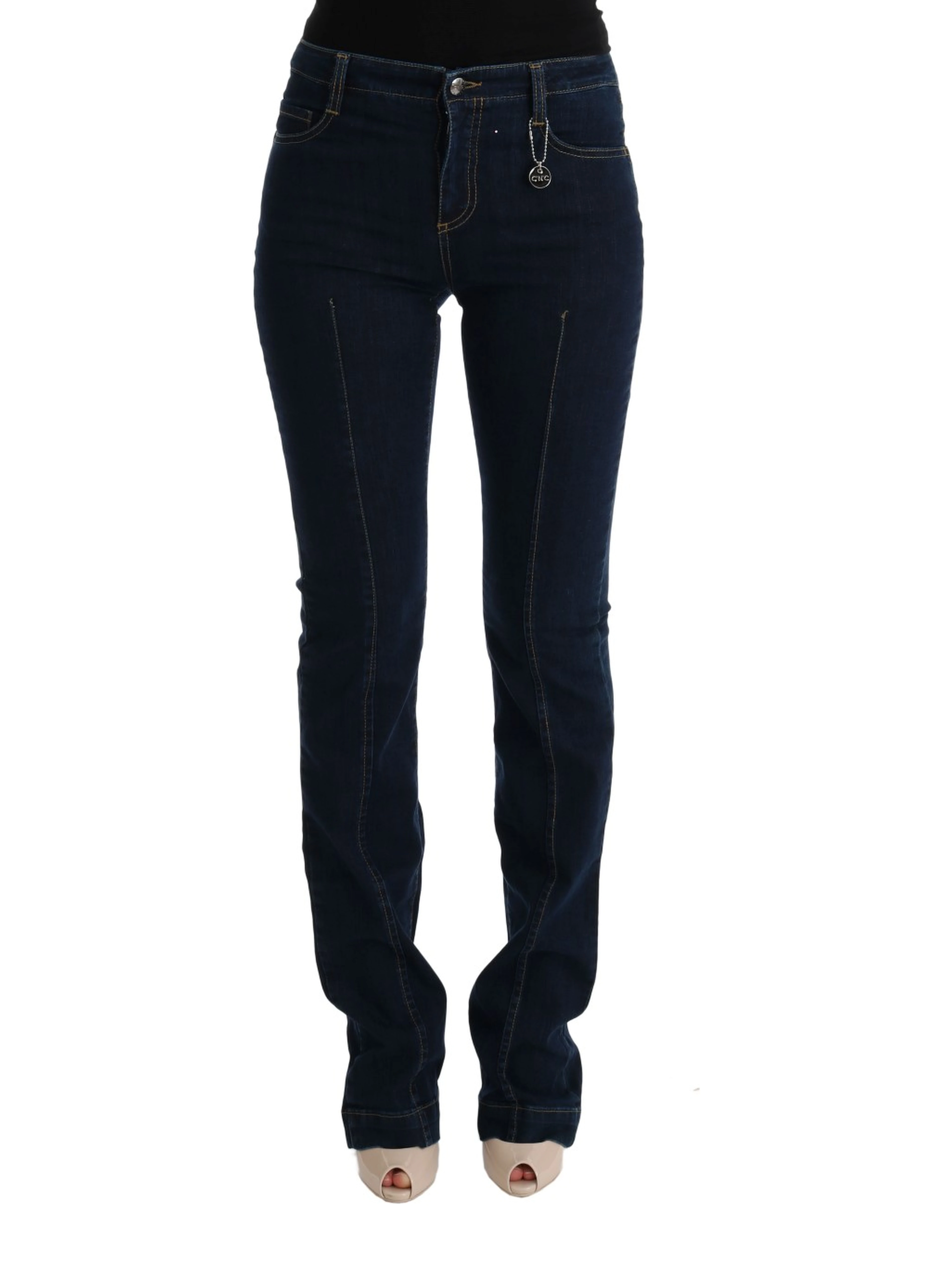 Blue Cotton Bootcut Flared Jeans