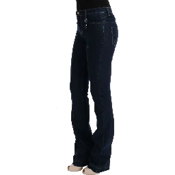 Blue Cotton Bootcut Flared Jeans