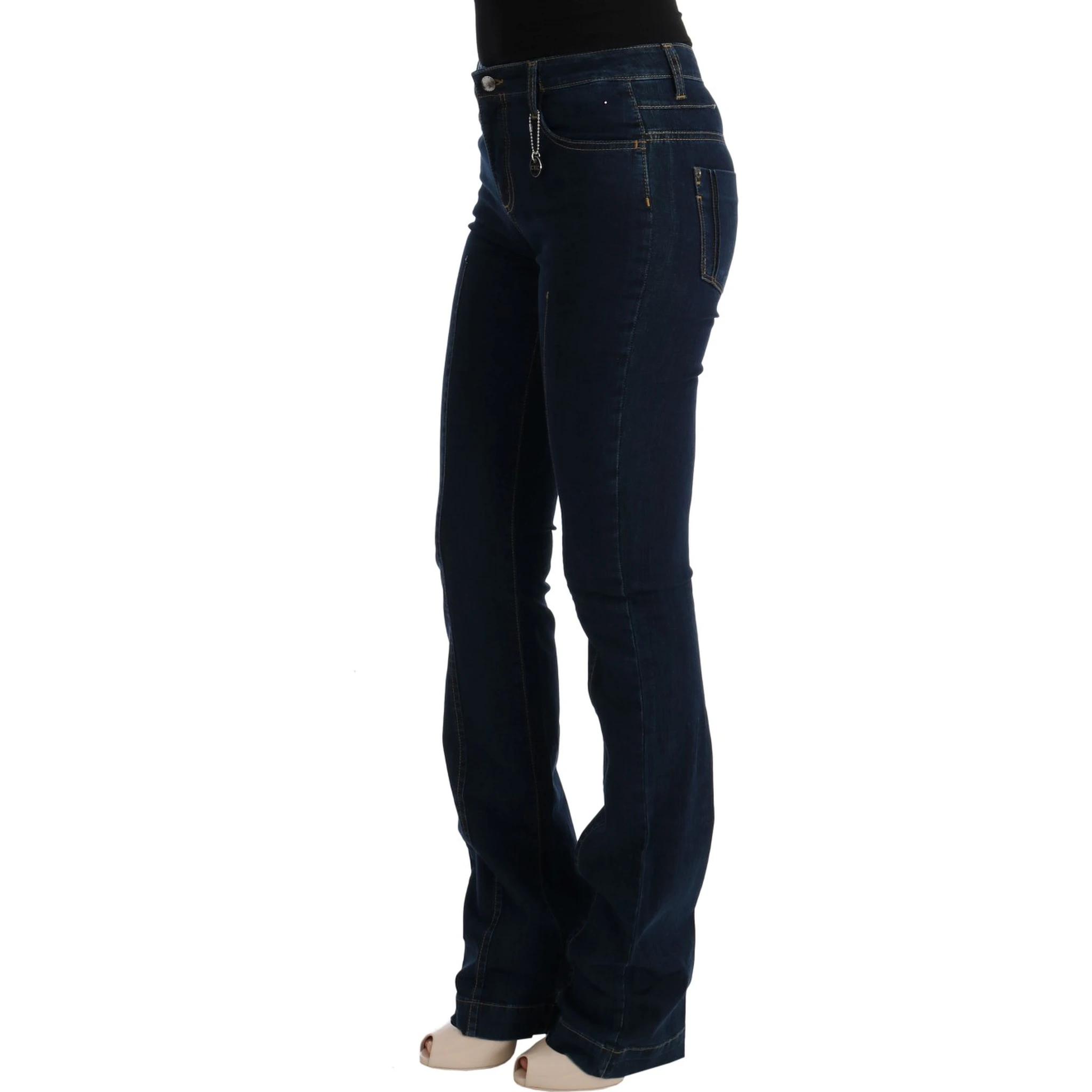 Blue Cotton Bootcut Flared Jeans