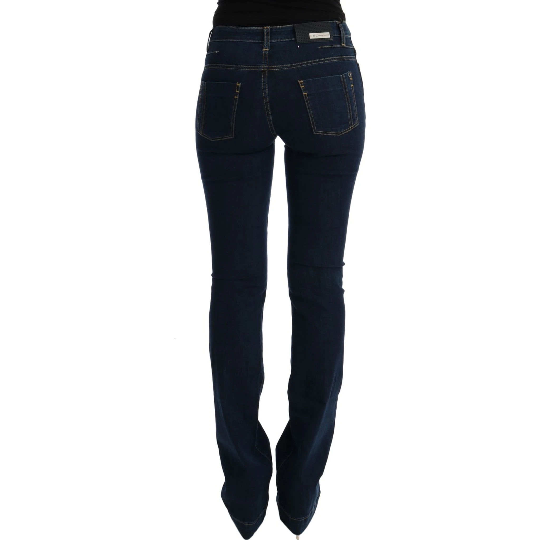 Blue Cotton Bootcut Flared Jeans