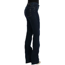Blue Cotton Bootcut Flared Jeans