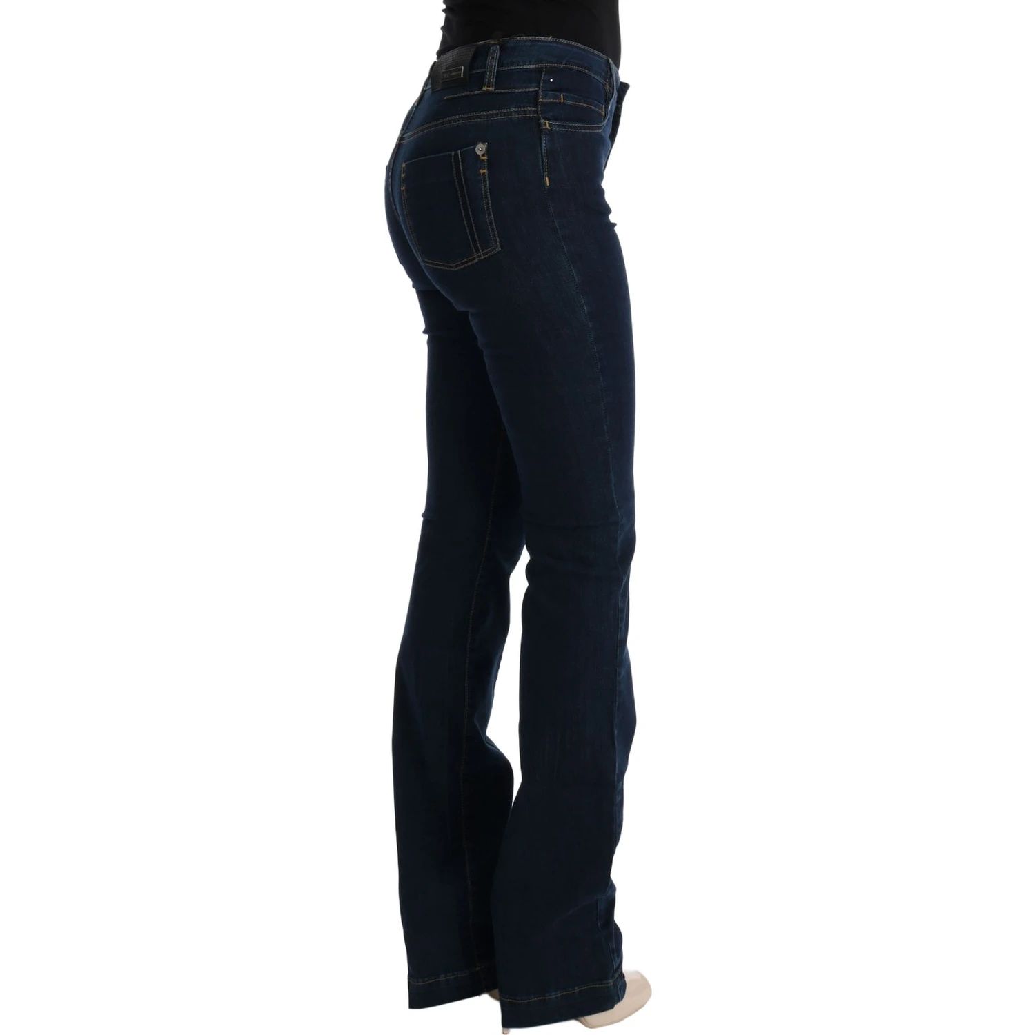 Blue Cotton Bootcut Flared Jeans