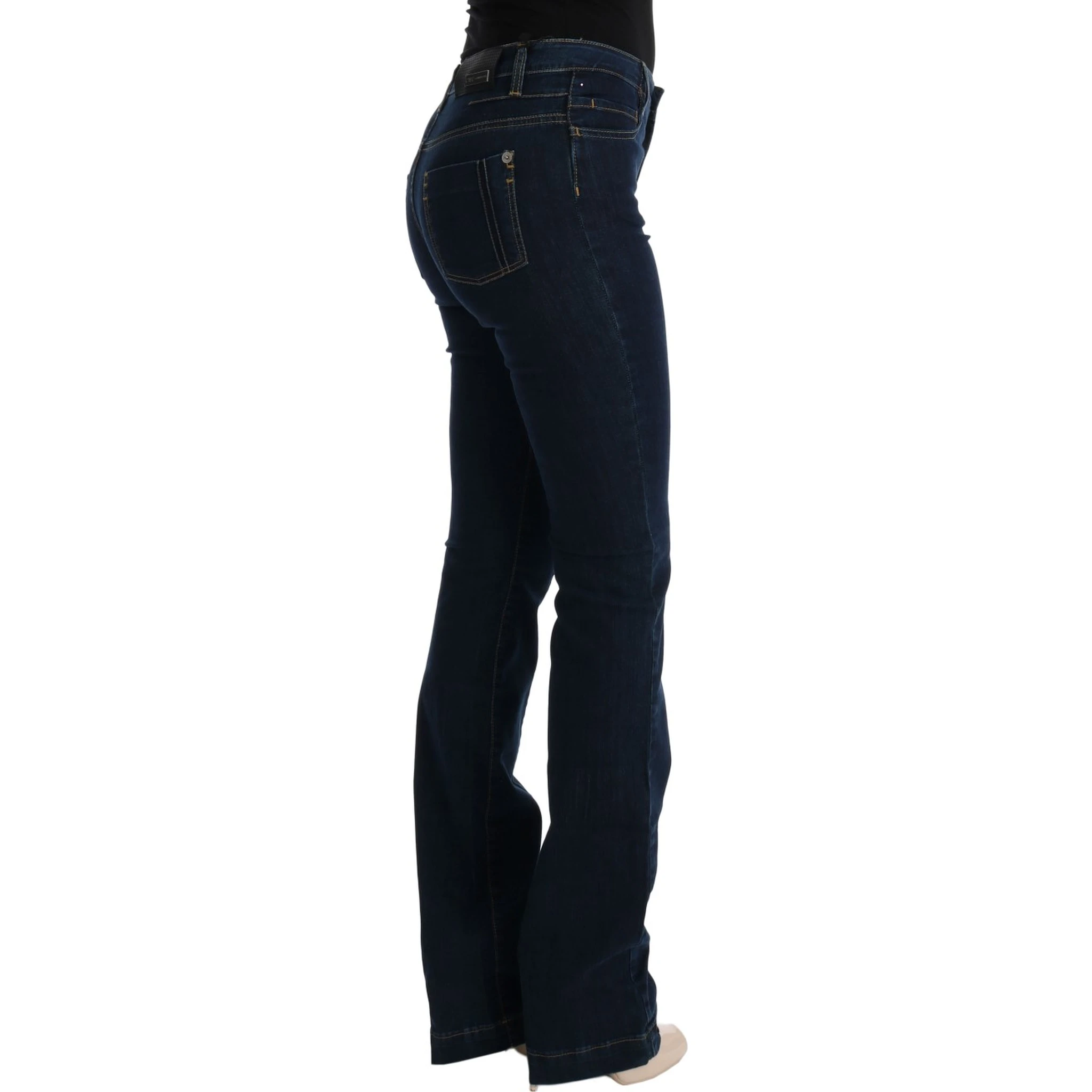 Blue Cotton Bootcut Flared Jeans