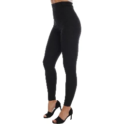 Gray Cashmere Ribbed Stretch Tights