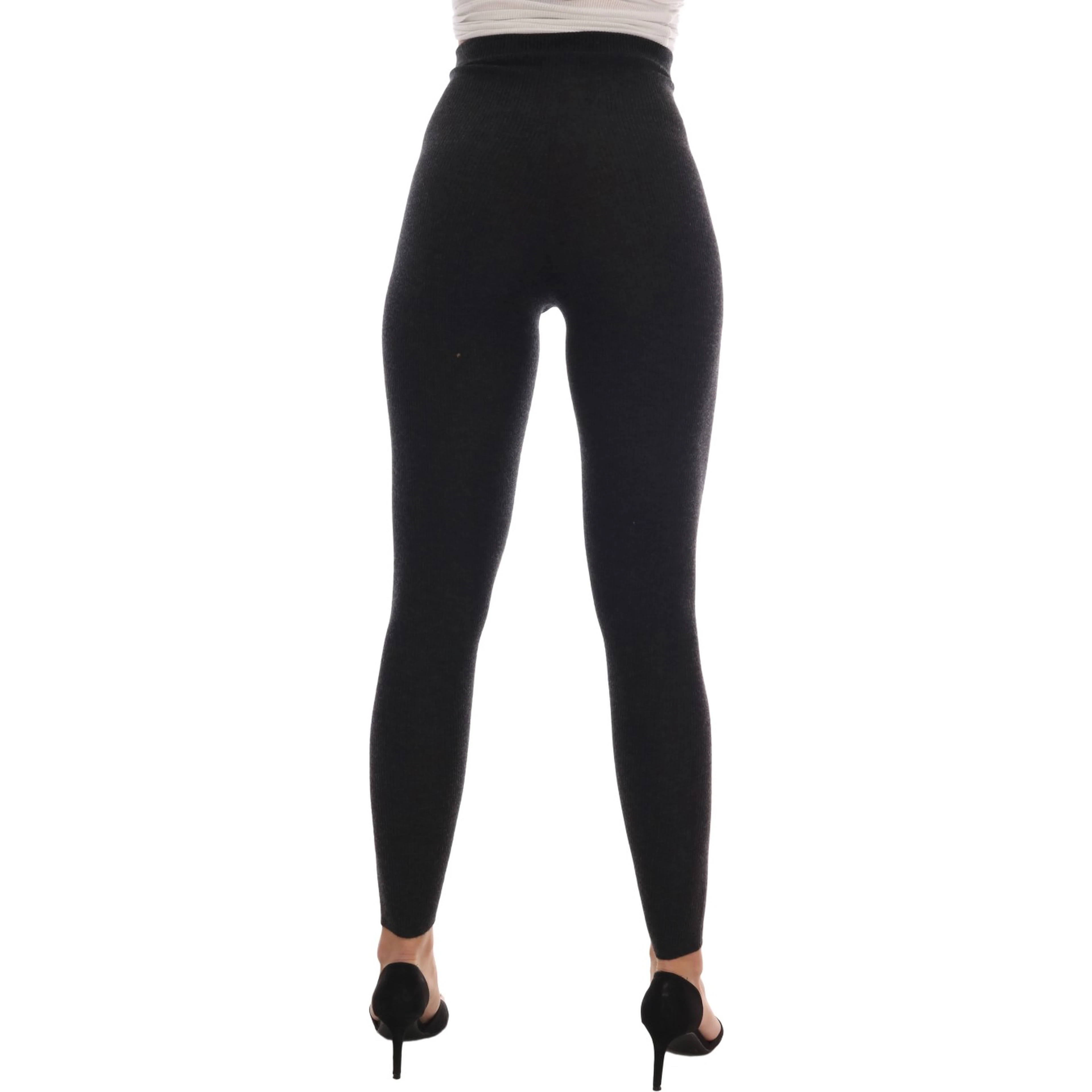 Gray Cashmere Ribbed Stretch Tights