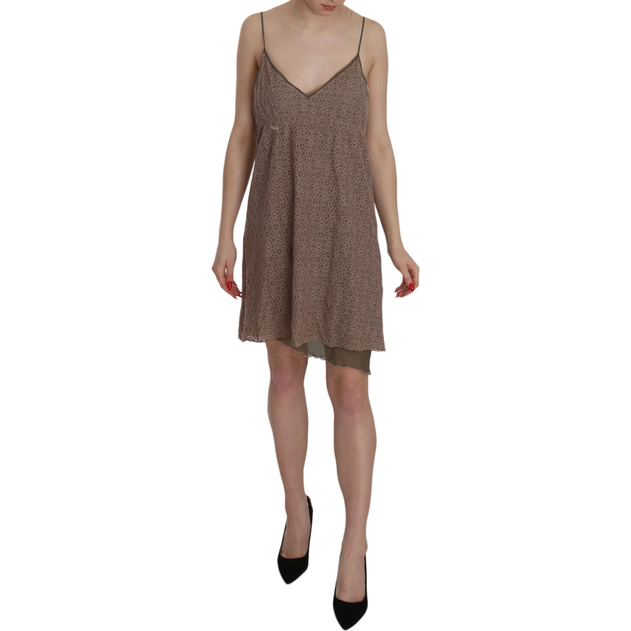 Cotton Green Spaghetti Strap A-line Mini Dress