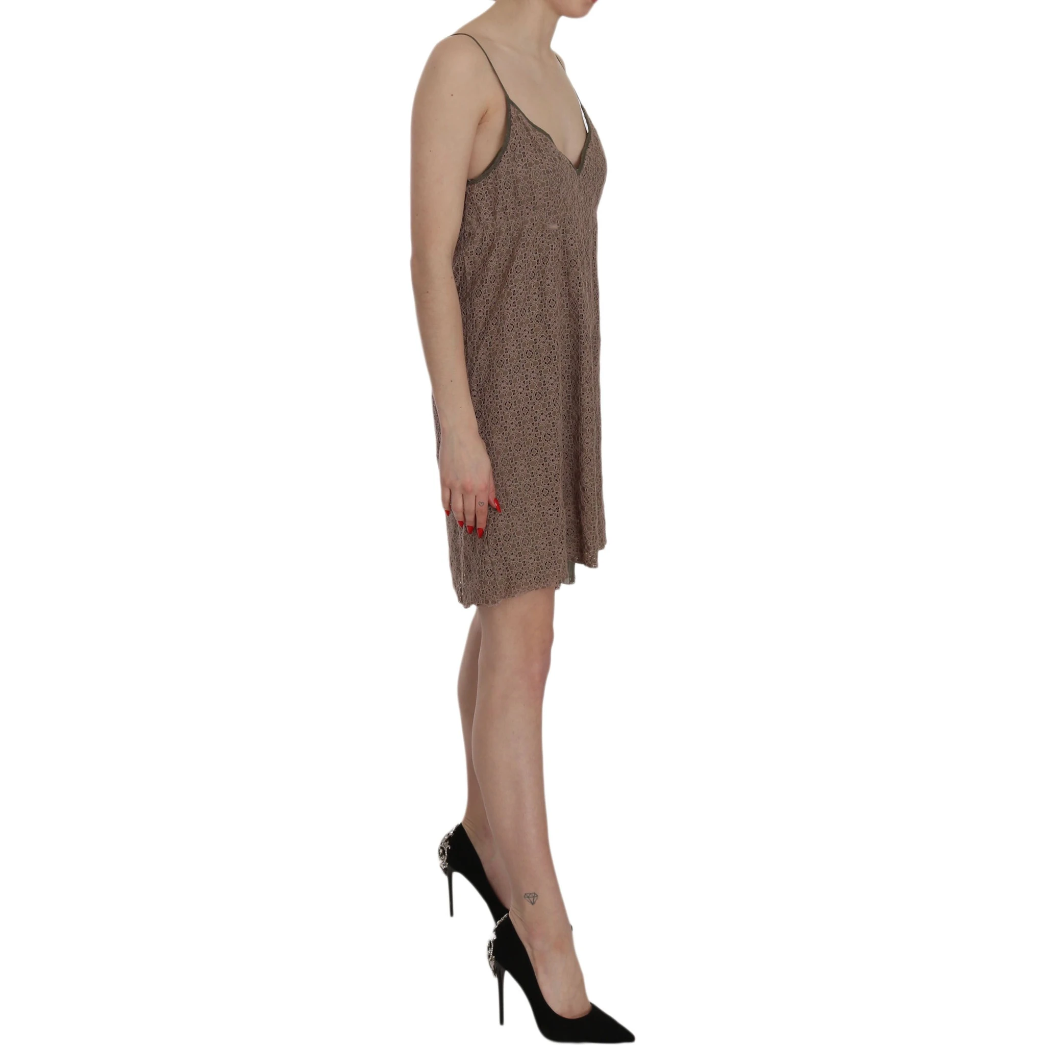 Cotton Green Spaghetti Strap A-line Mini Dress