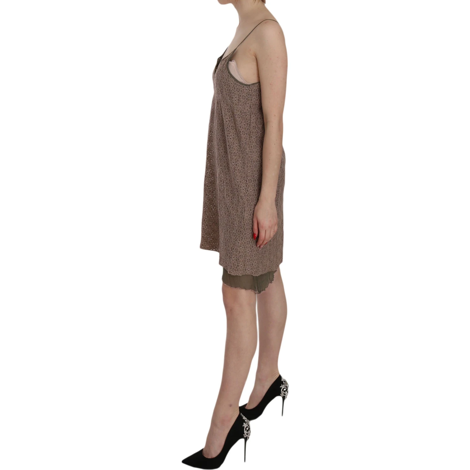Cotton Green Spaghetti Strap A-line Mini Dress