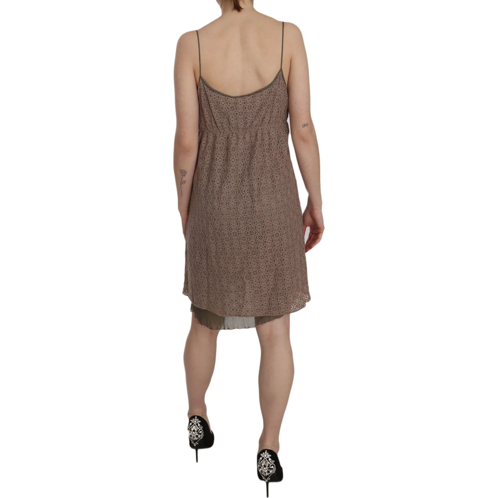 Cotton Green Spaghetti Strap A-line Mini Dress