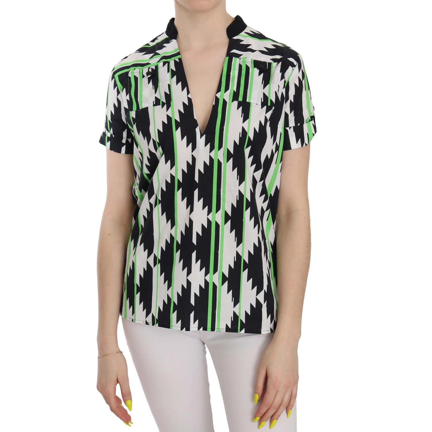 Multi Color Plunging Top Blouse
