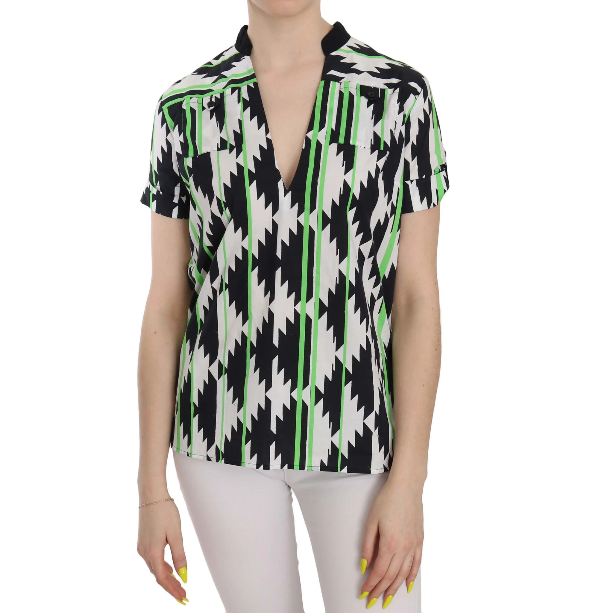 Multi Color Plunging Top Blouse