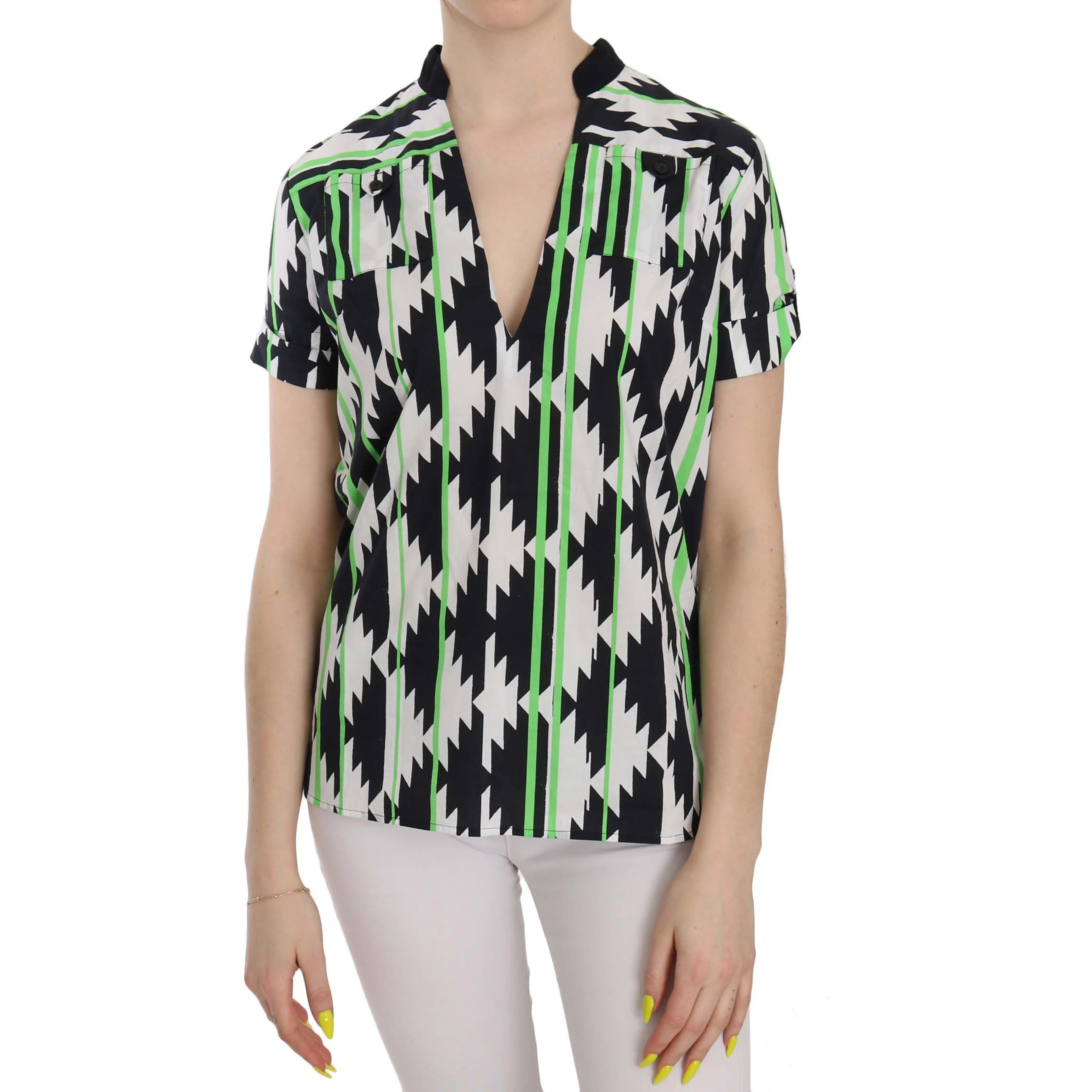 Multi Color Plunging Top Blouse