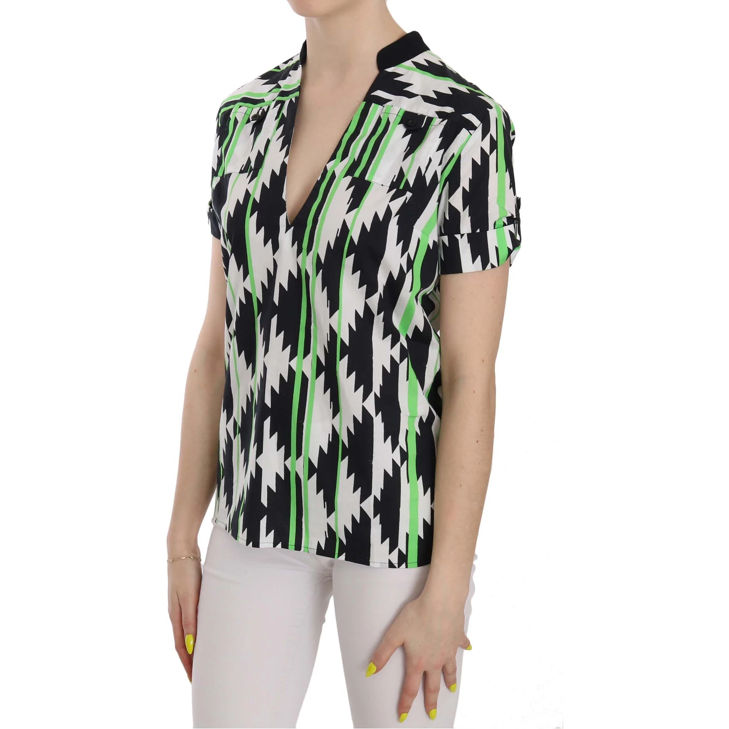 Multi Color Plunging Top Blouse