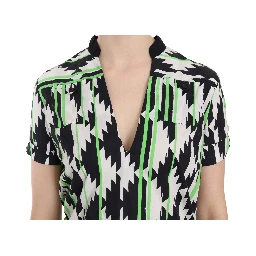 Multi Color Plunging Top Blouse