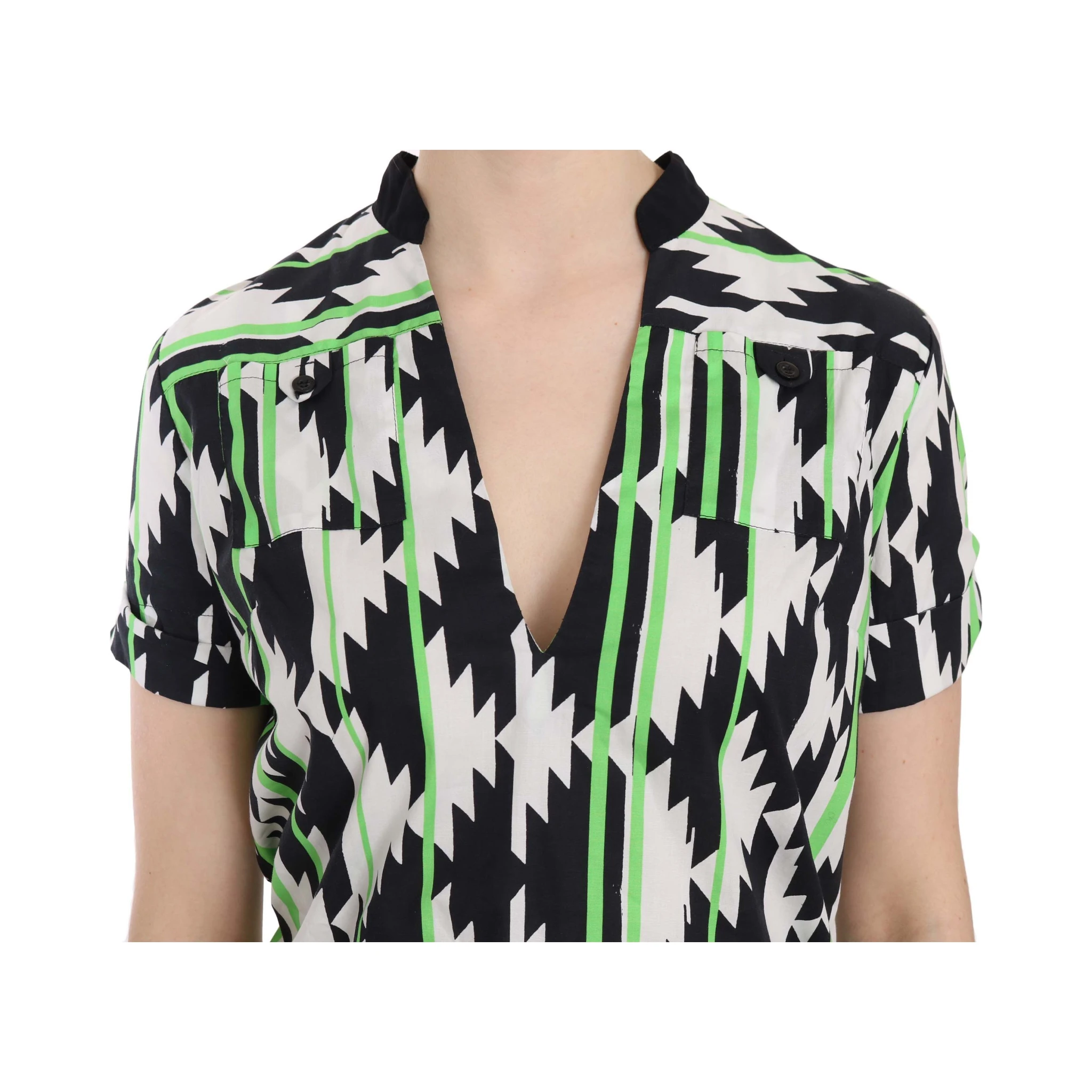 Multi Color Plunging Top Blouse