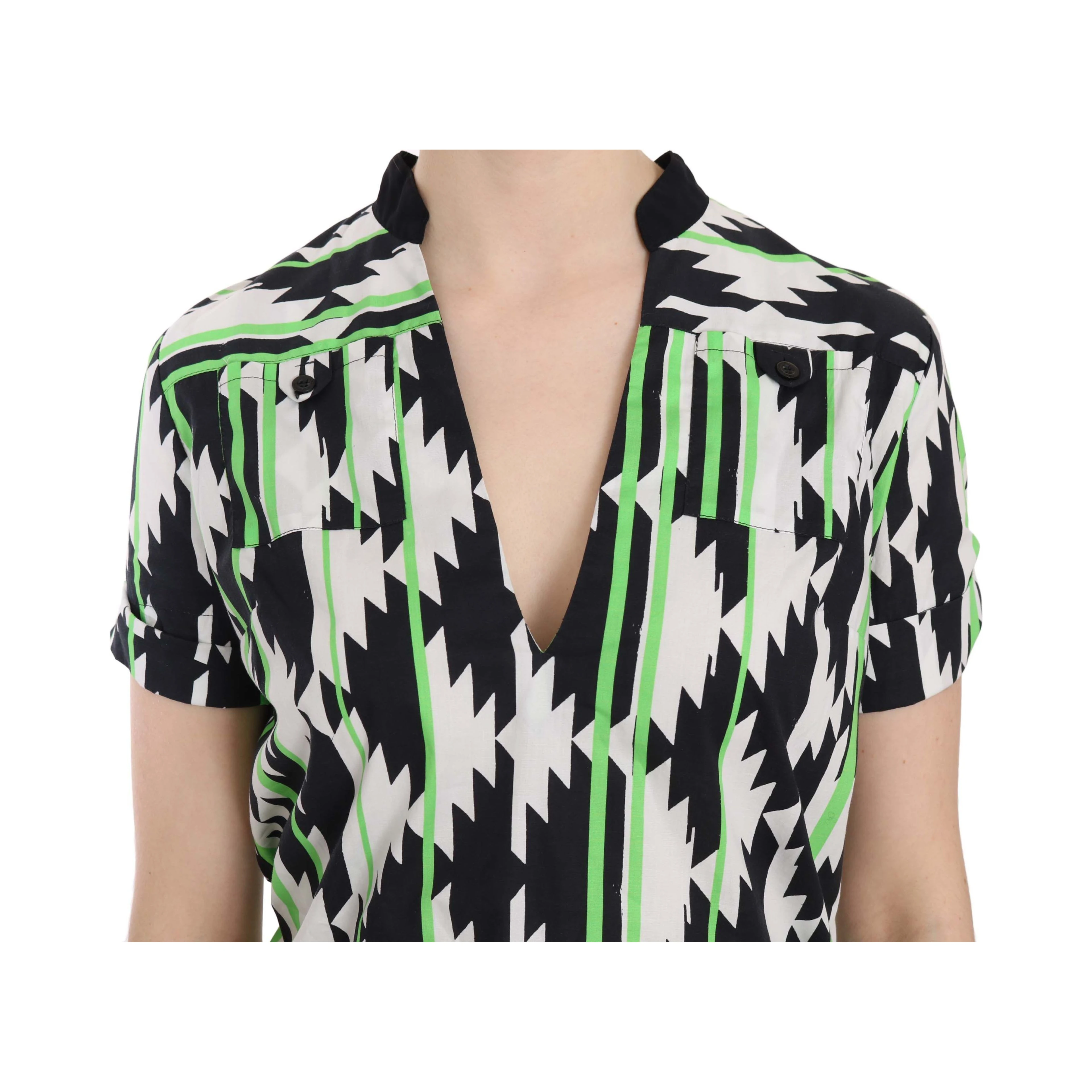 Multi Color Plunging Top Blouse