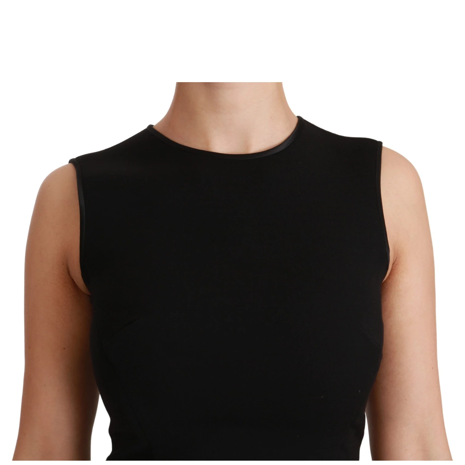 Black Fit Flare Wool Stretch Sheath Dress