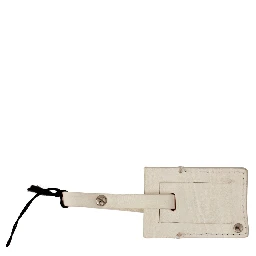 Beige Luggage Tag Branded Leather Patterned Keychain