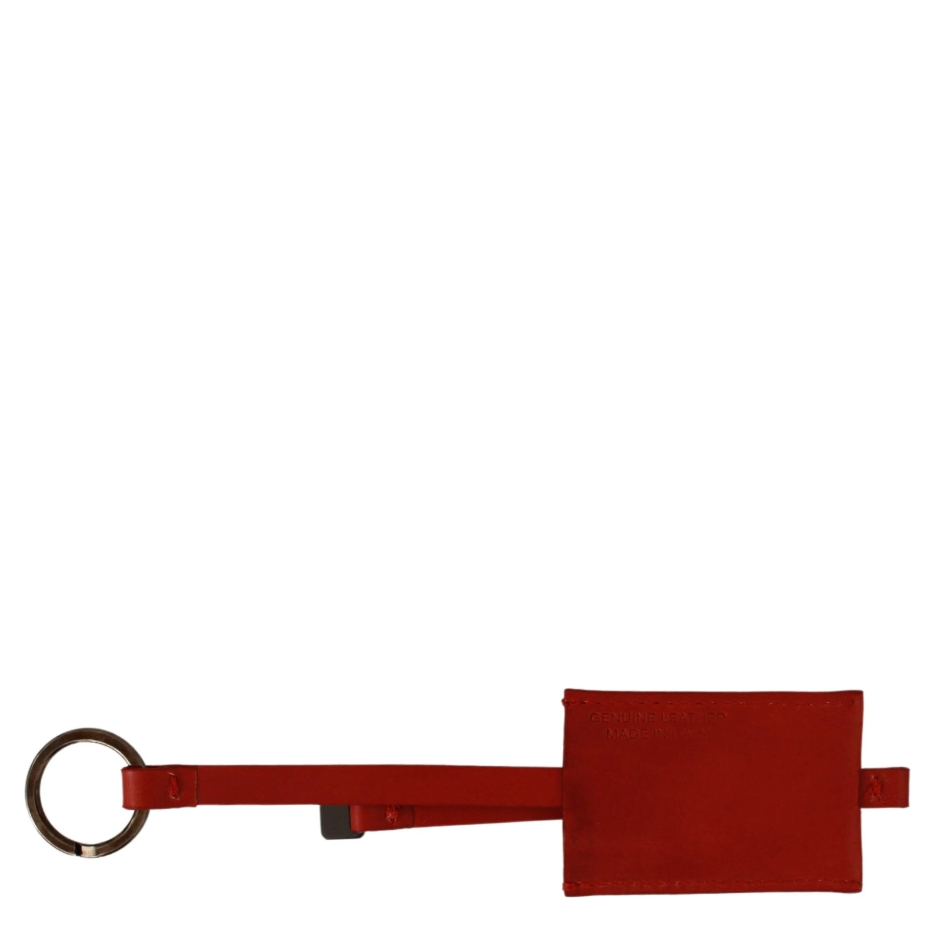 Red Leather Branded Logo Keyring Keychain