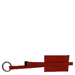 Red Leather Branded Logo Keyring Keychain