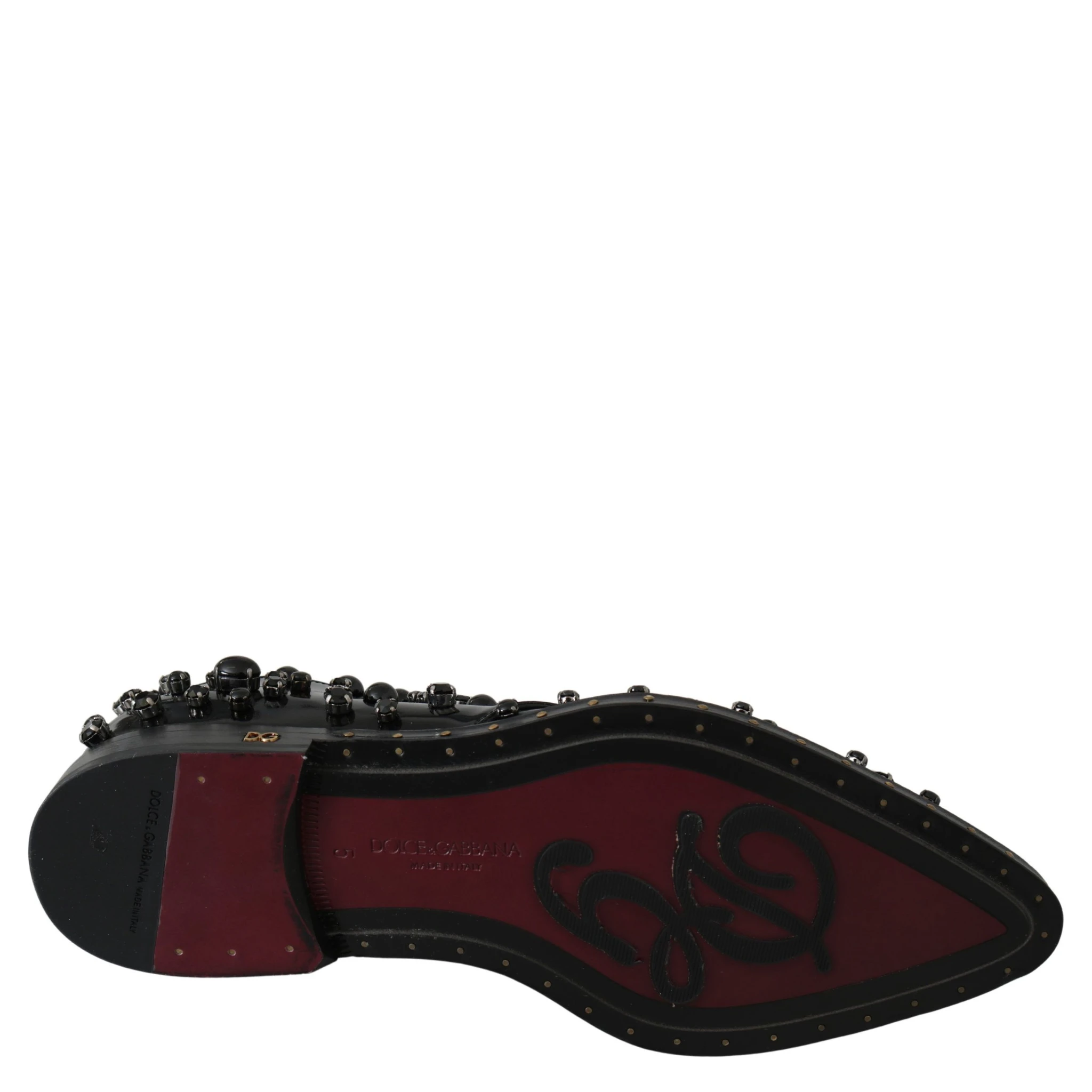 Black Leather Crystals Dress Broque Shoes