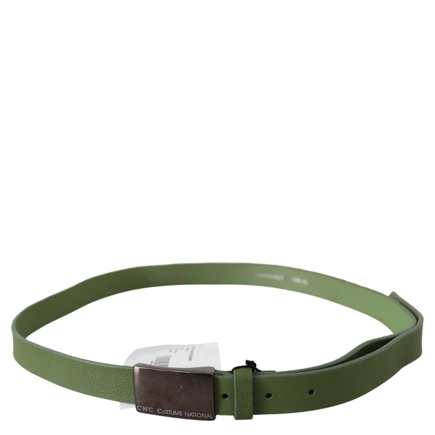 Green Leather Silver Buckle Waist Men Belt