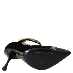 Black Velvet Gold Mary Janes Pumps