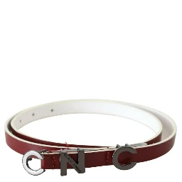 Maroon Leather Logo Skinny Fashion