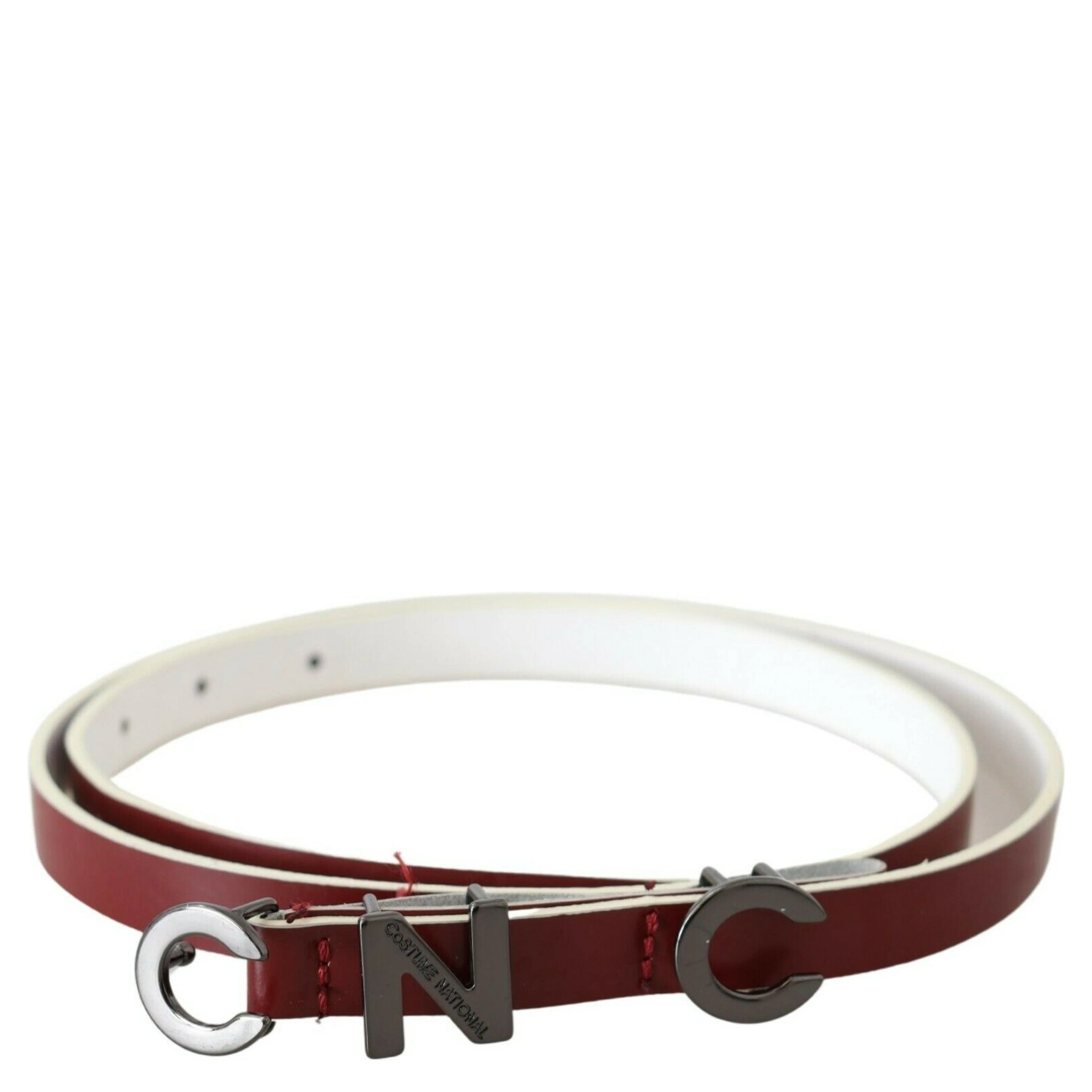 Maroon Leather Logo Skinny Fashion