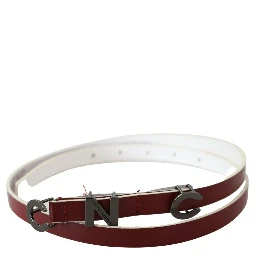 Maroon Leather Logo Skinny Fashion