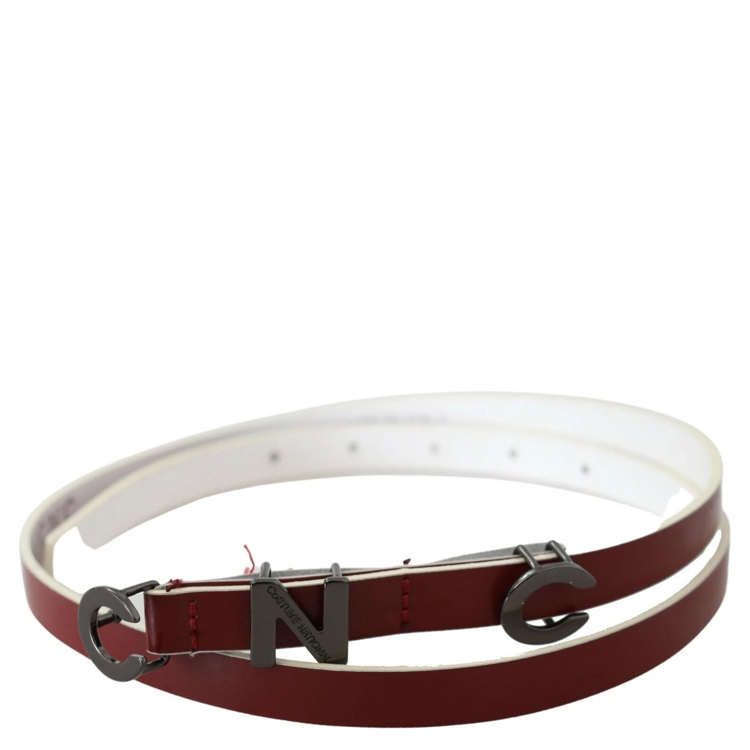 Maroon Leather Logo Skinny Fashion