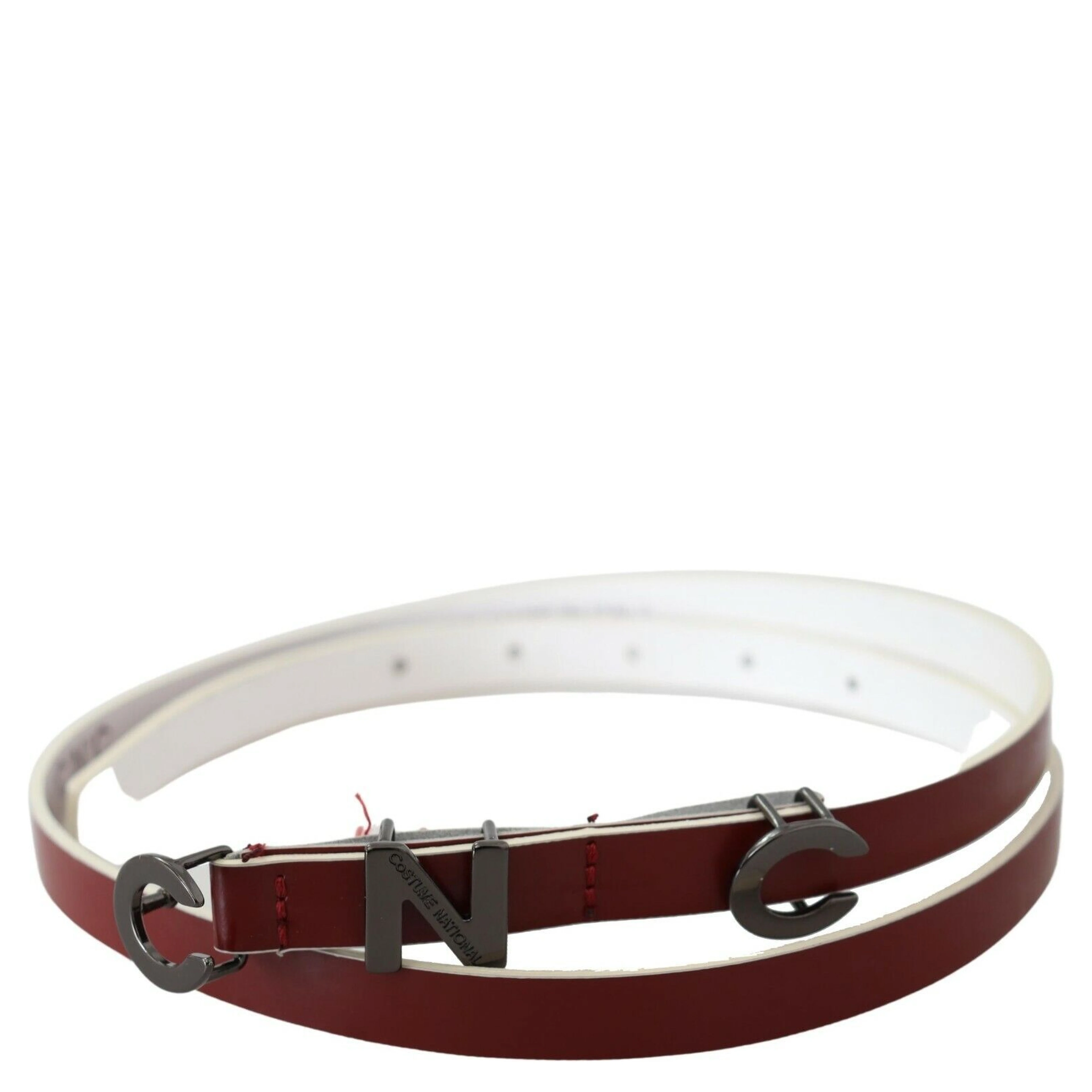 Maroon Leather Logo Skinny Fashion