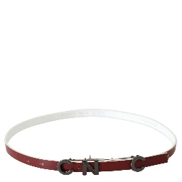 Maroon Leather Logo Skinny Fashion