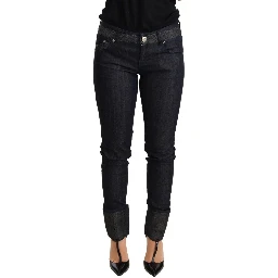 Blue Skinny Folded Hem Denim Trouser Cotton Jeans