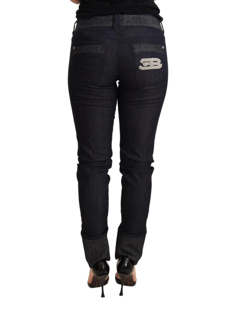 Blue Skinny Folded Hem Denim Trouser Cotton Jeans