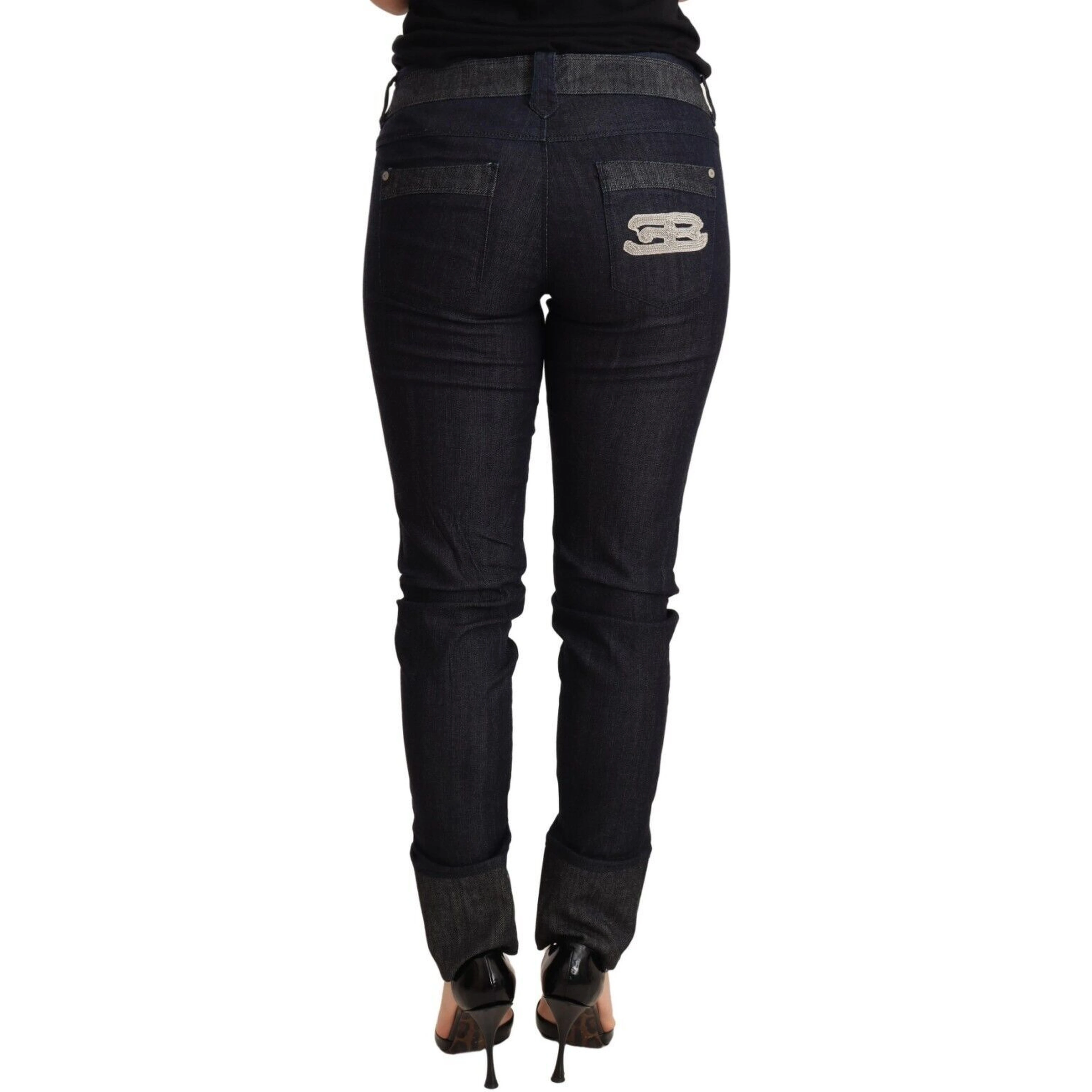Blue Skinny Folded Hem Denim Trouser Cotton Jeans