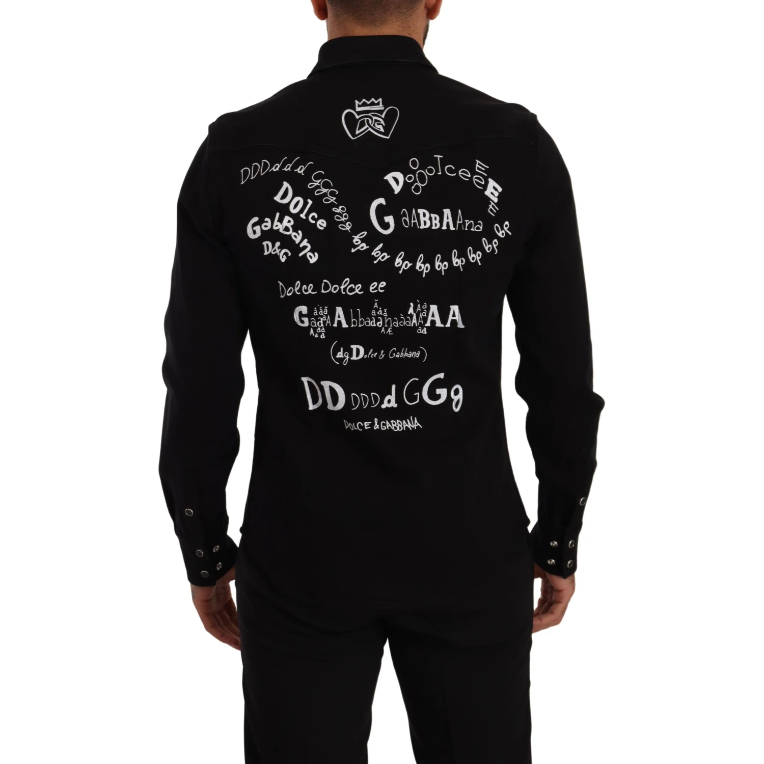 Black Slim Cotton Denim Stretch Shirt