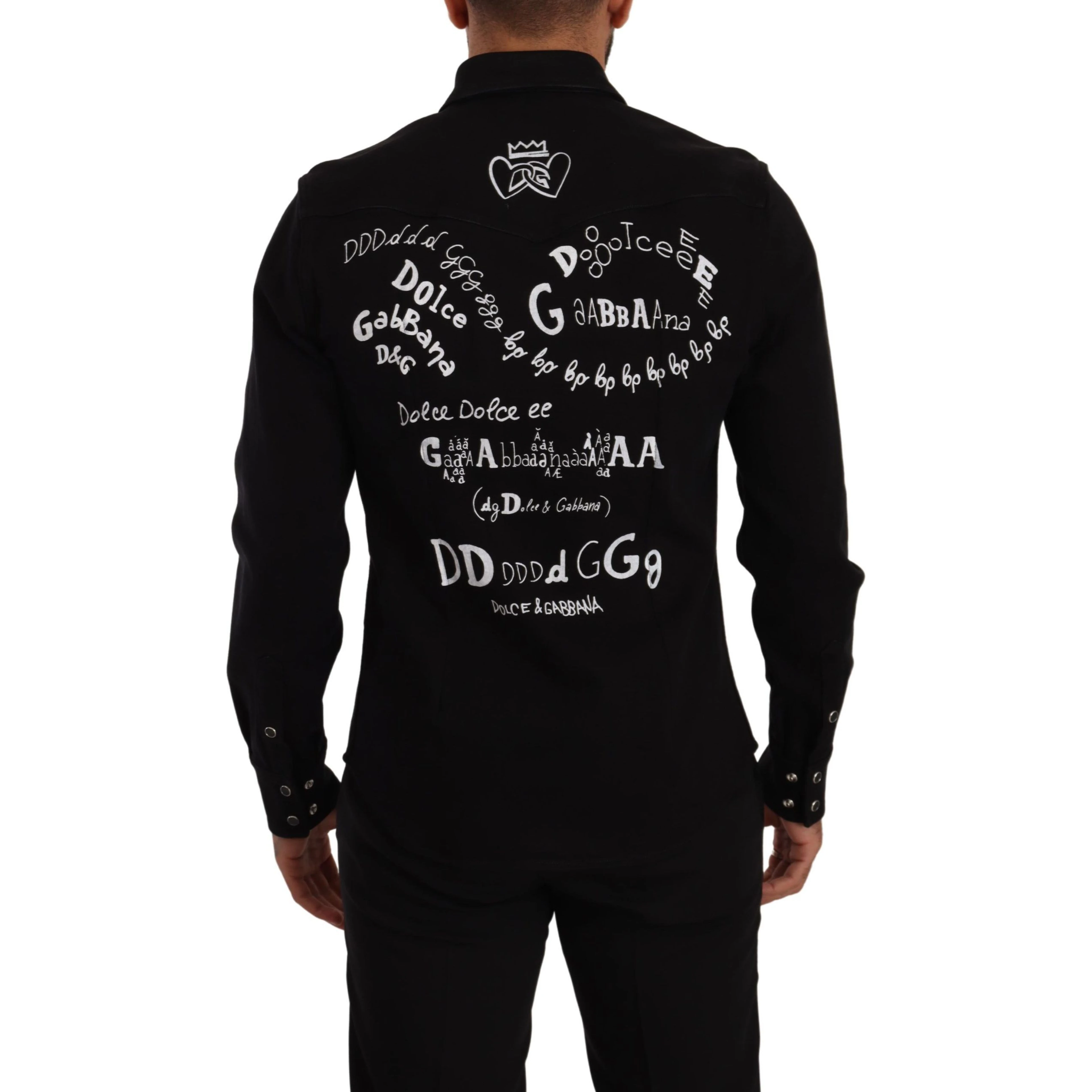 Black Slim Cotton Denim Stretch Shirt