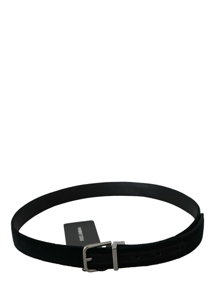 Black Velvet Leather Silver Buckle Belt alternative