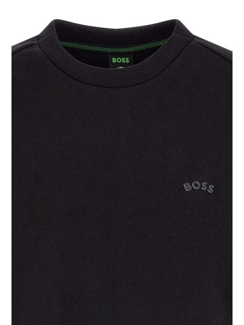 Black Cotton Logo Details Sweatshirt