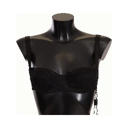 Black Polka Dot Satin Lace Balconette Bra