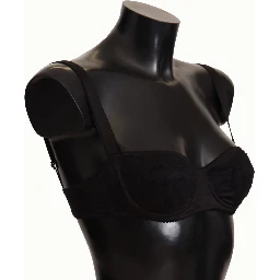 Black Polka Dot Satin Lace Balconette Bra