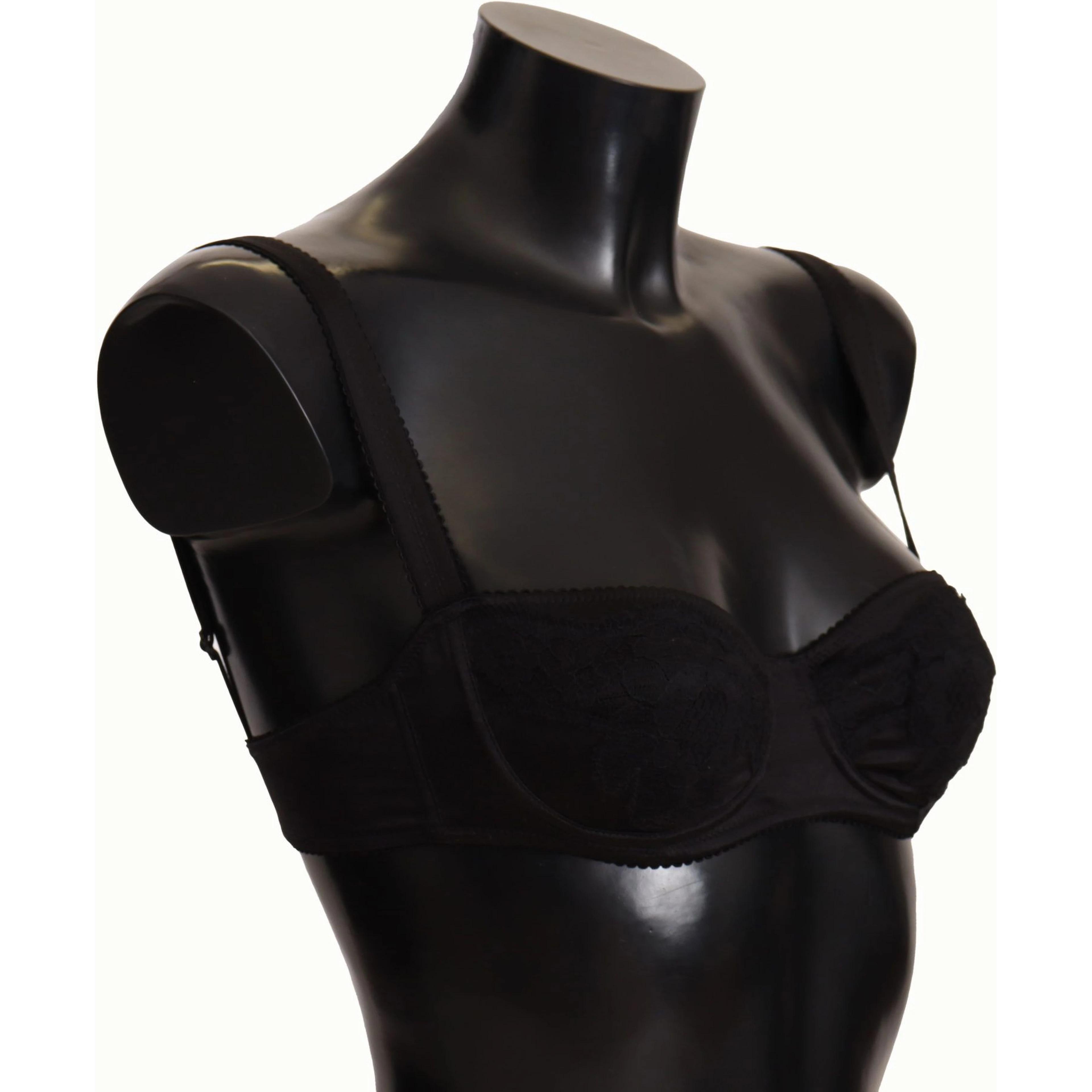 Black Polka Dot Satin Lace Balconette Bra