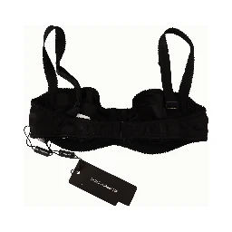 Black Polka Dot Satin Lace Balconette Bra