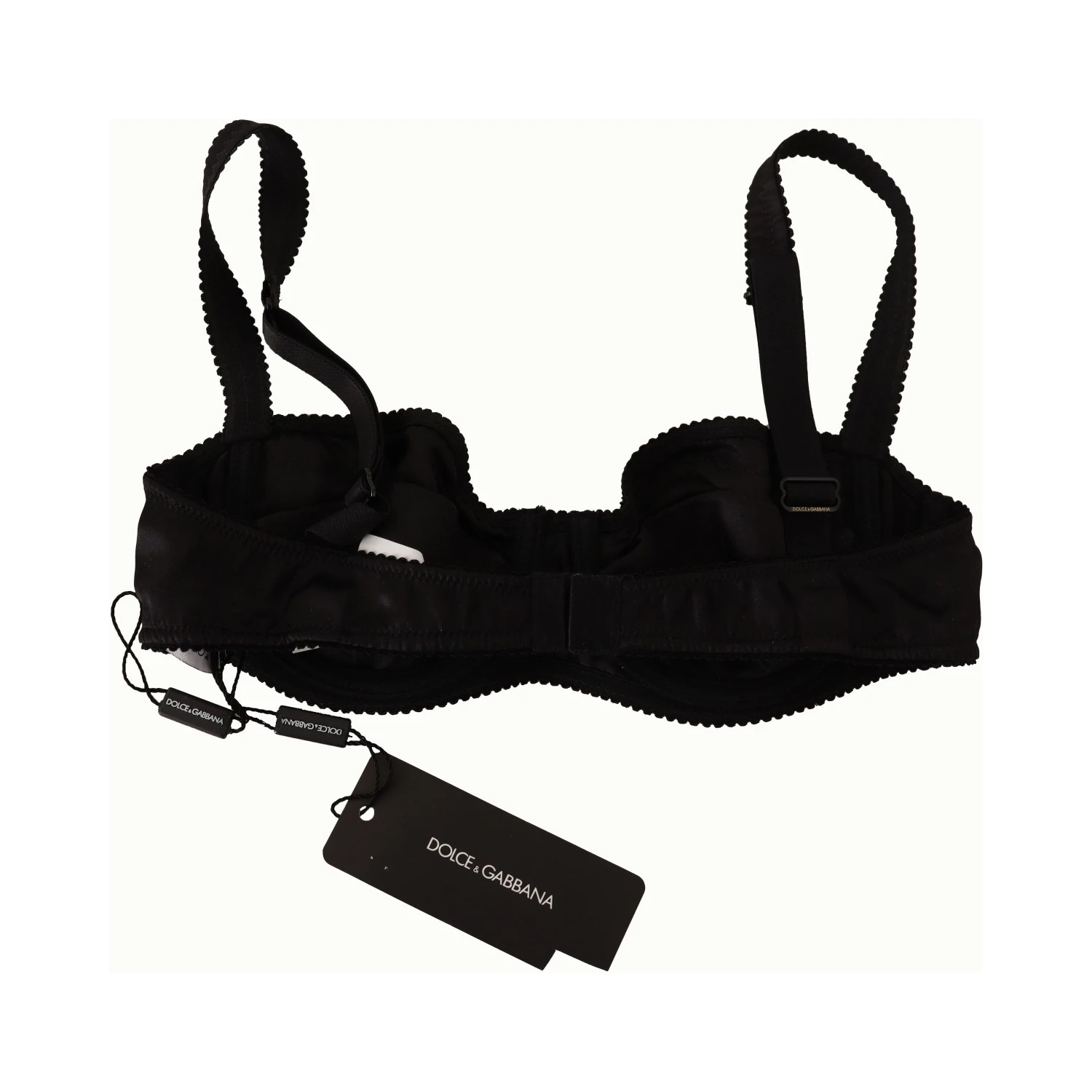 Black Polka Dot Satin Lace Balconette Bra