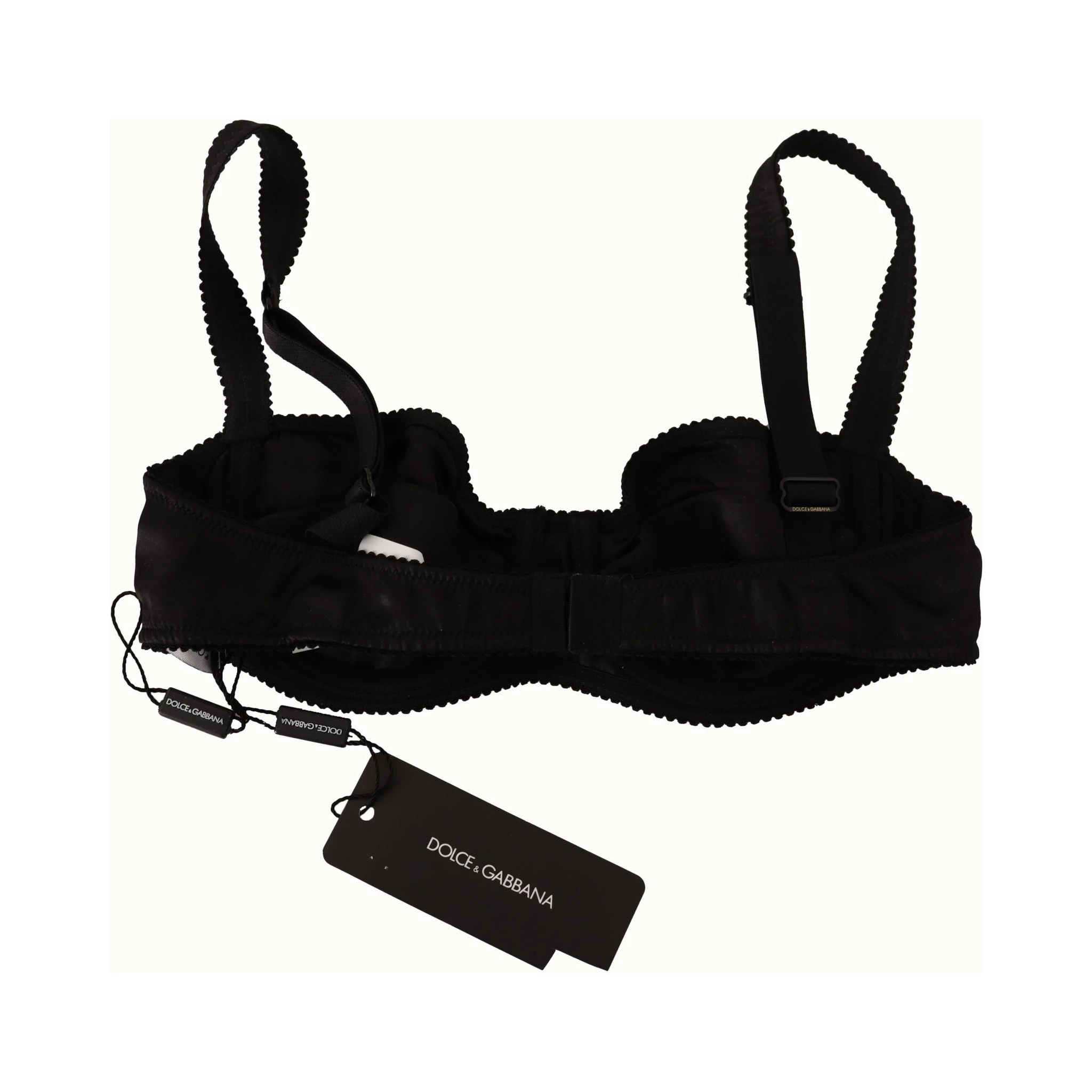 Black Polka Dot Satin Lace Balconette Bra