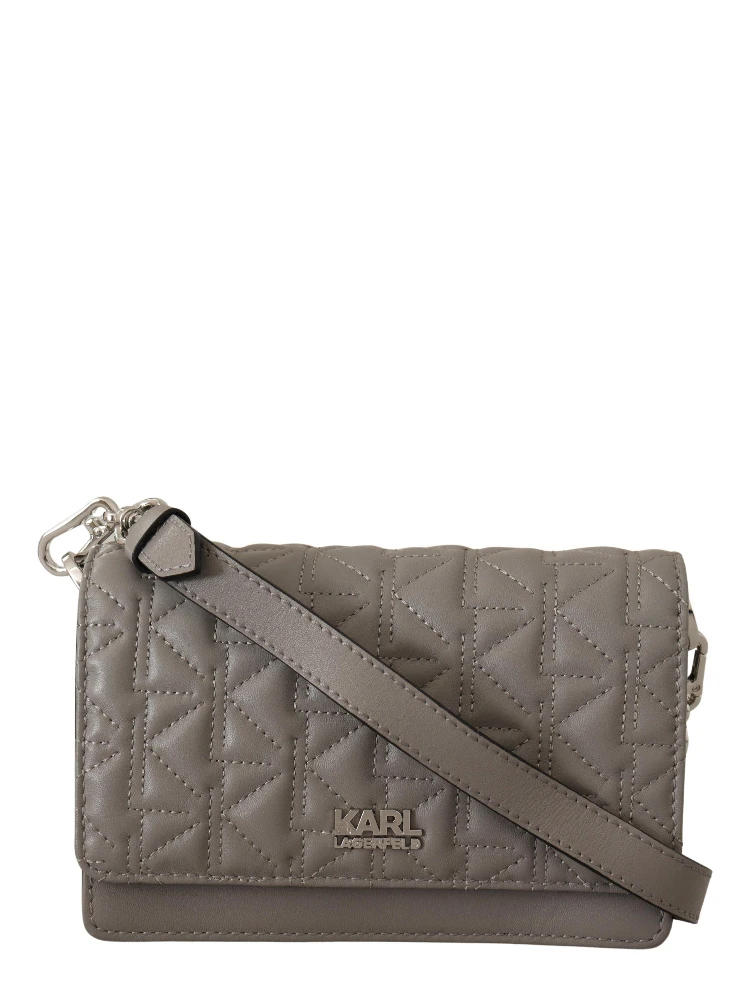 Light Grey Leather Crossbody Bag